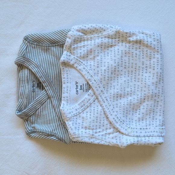 carter's 2-pack kimono style cotton long sleeve bodysuit bundle 3 months baby - Picture 1 of 7